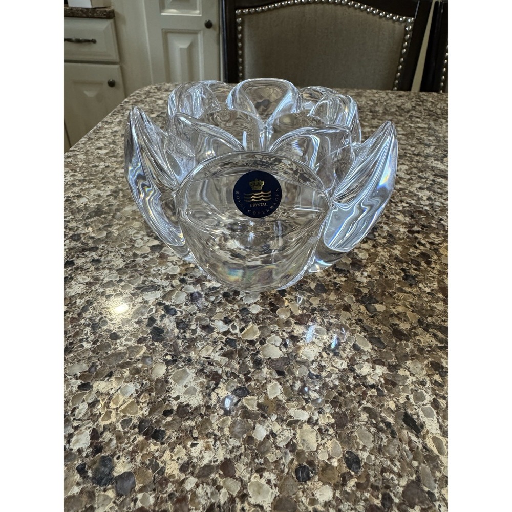 Royal Copenhagen Lotus Flower Crystal Bowl/Votive holder EUC
